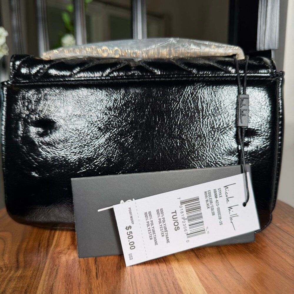 Nicole Miller New York Quilted Black Crossbody Bag Gold Chain Strap NWT - Picture 3 of 7